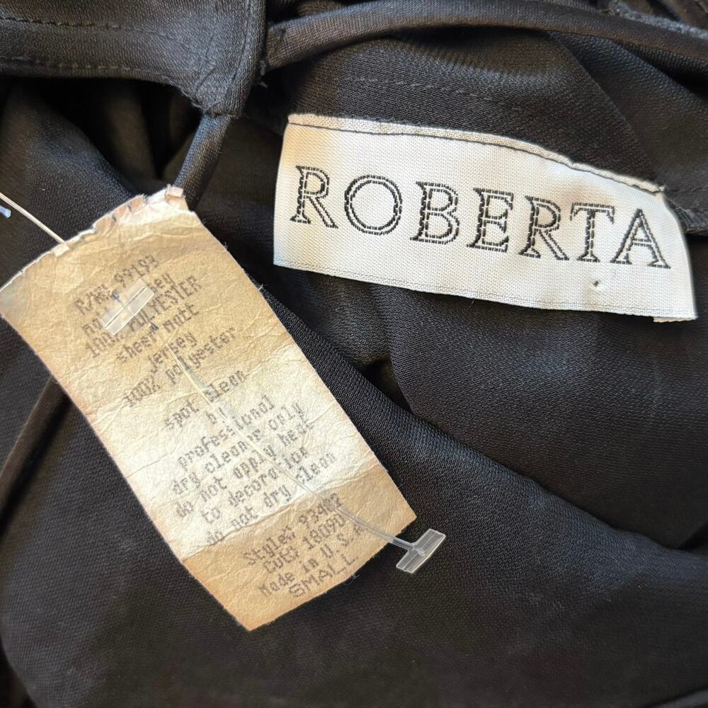 Vintage Roberta Size S Beaded Maxi Dress Formal Evening Prom Strappy Black - Picture 5 of 5